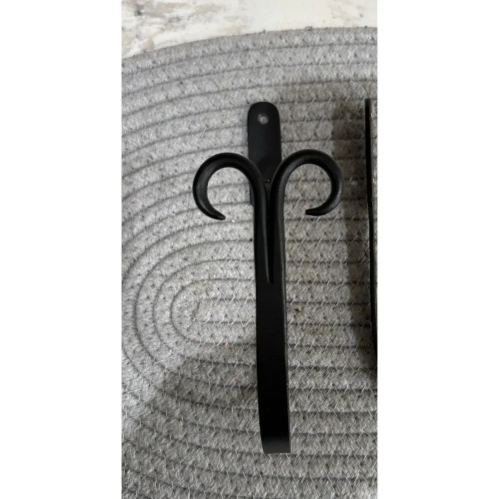 Wrought Iron Curtain Tie Back Holdback Hook - Black - DoubSwirl Design Set Of 2